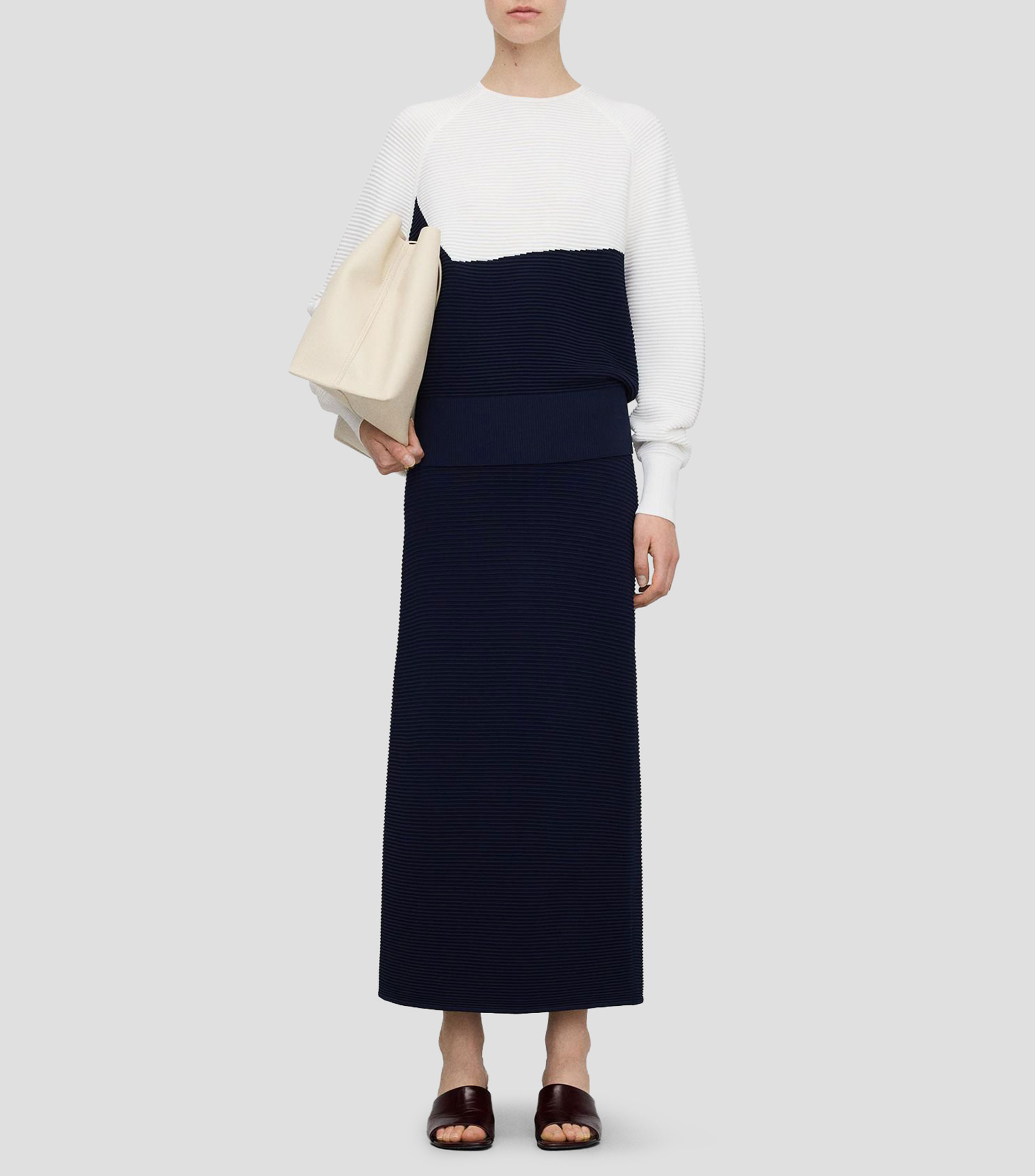 Falda maxi corte recto lisa Mujer